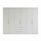 Wiemann Halver White 6 Door Hinged Wardrobe with Drawers 300cm