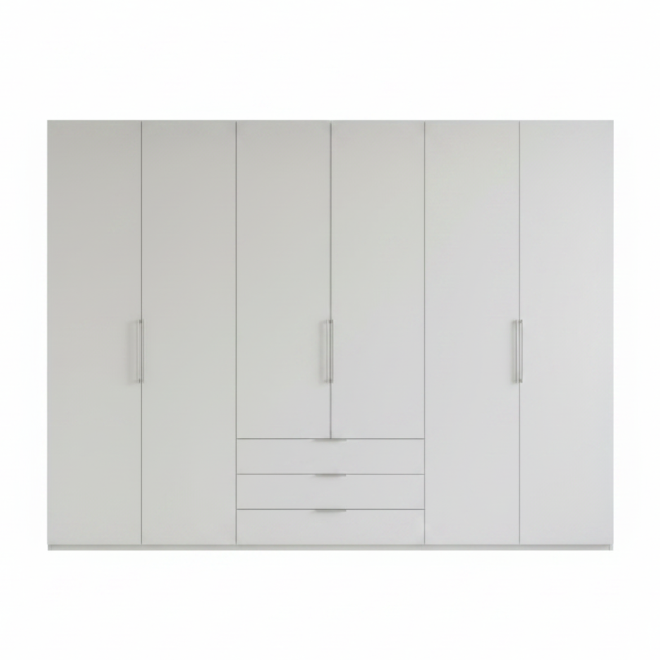 Wiemann Halver White 6 Door Hinged Wardrobe with Drawers 300cm