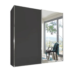 Wiemann Houston 150cm Graphite Glass & Mirror Front 2 Door Sliding Wardrobe 