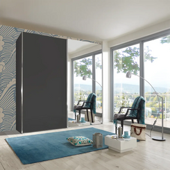 Wiemann Houston 150cm Graphite Glass & Mirror Front 2 Door Sliding Wardrobe 
