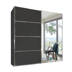 Wiemann Houston 150cm Graphite Glass & Mirror Sliding Wardrobe 
