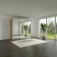 Wiemann Full Mirror Phoenix Iconic Bianco Oak Carcase 3 Door Sliding Wardrobe