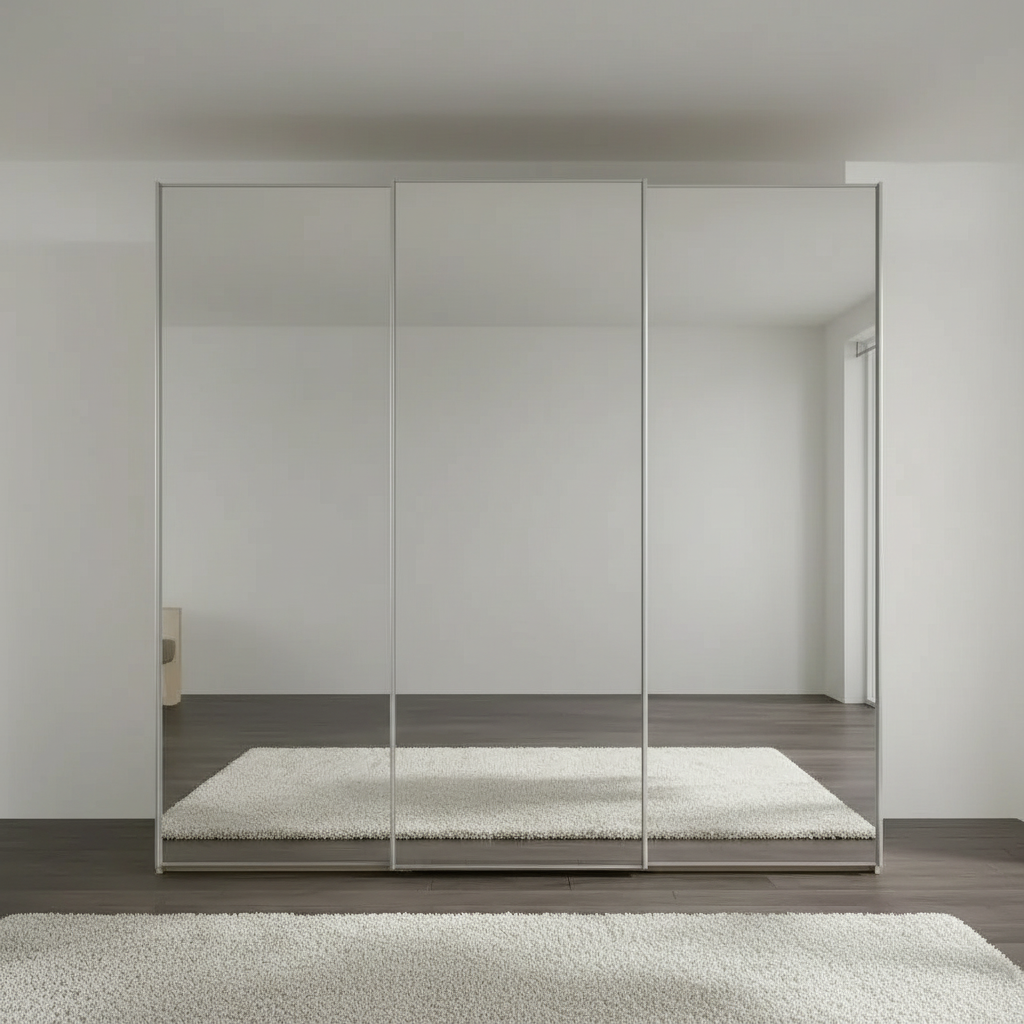 Wiemann Full Mirror Iconic Champagne Carcase 3 Door Sliding Wardrobe - Front view
