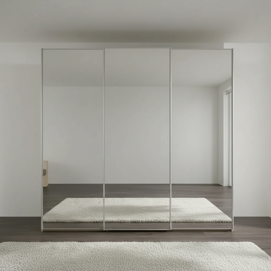 Wiemann Full Mirror Iconic Champagne Carcase 3 Door Sliding Wardrobe - Front view