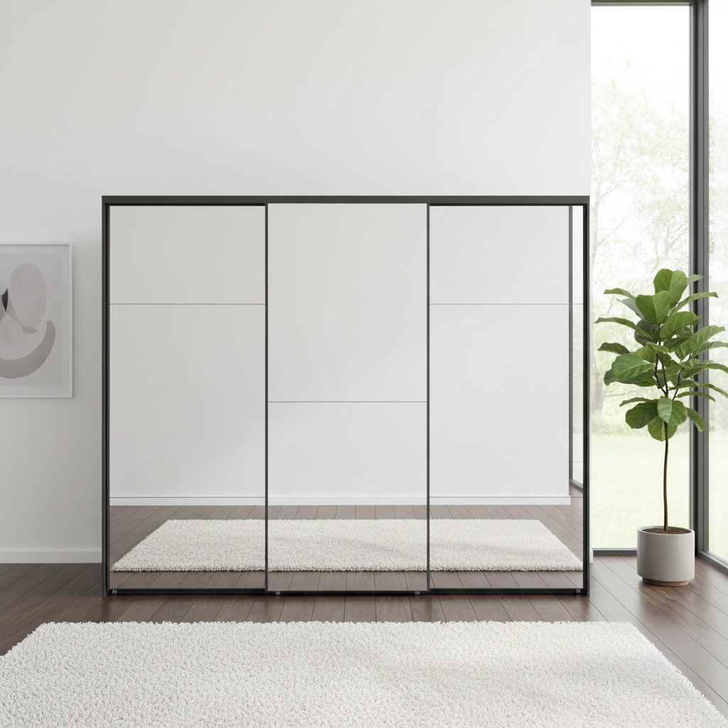 Wiemann Full Mirror Phoenix Iconic Lava Carcase 3 Door Sliding Wardrobe - Front view