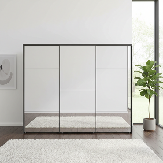 Wiemann Full Mirror Phoenix Iconic Lava Carcase 3 Door Sliding Wardrobe - Front view