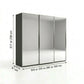 Wiemann Full Mirror Phoenix Iconic Lava Carcase 3 Door Sliding Wardrobe - Dimensions