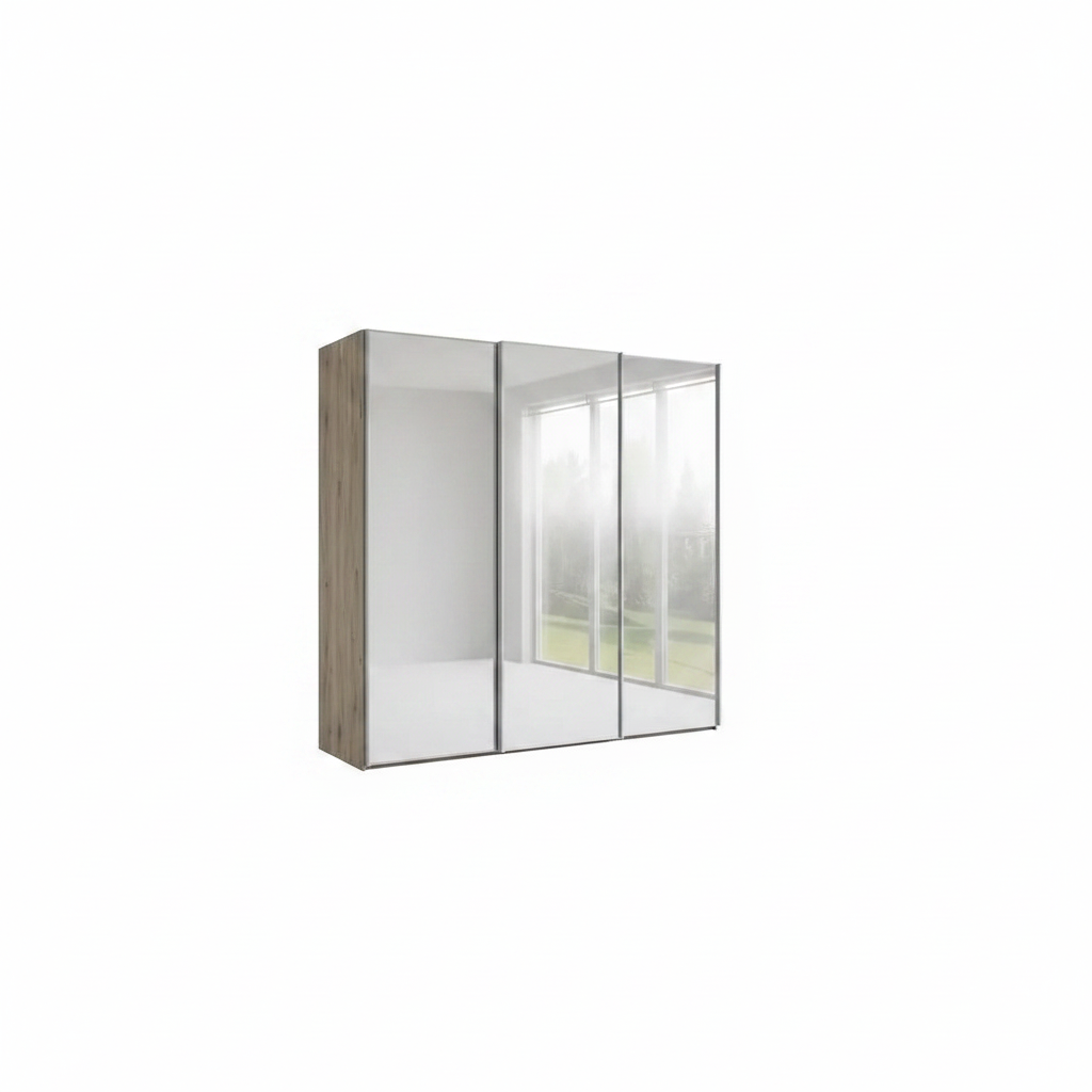Wiemann Full Mirror Phoenix Iconic Nordic Oak Carcase 3 Door Sliding Wardrobe