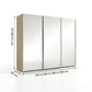 Wiemann Full Mirror Phoenix Iconic Nordic Oak Carcase 3 Door Sliding Wardrobe - Dimensions