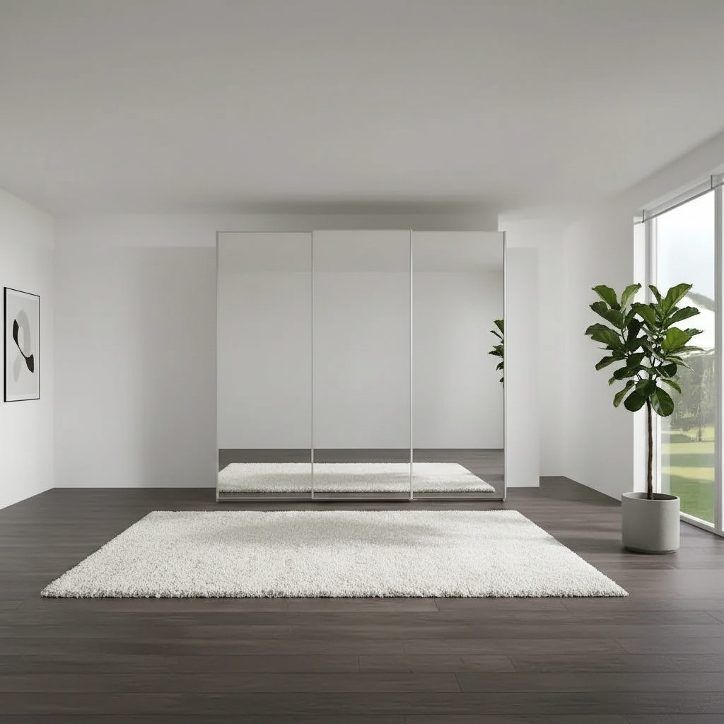 Wiemann Full Mirror Phoenix Iconic Pebble Grey Carcase 3 Door Sliding Wardrobe - Front view