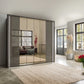 Wiemann Kansas Large 6 Door Havana Glass Wardrobe with Mirror & LED Light 