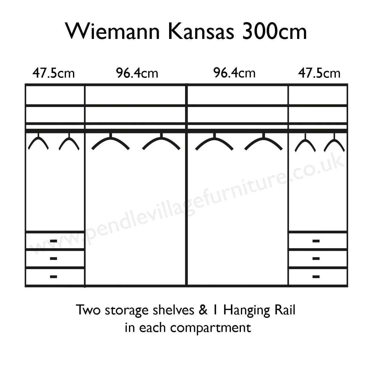 Wiemann Kansas Large 6 Door Havana Glass Wardrobe with Mirror & LED Light 