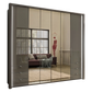 Wiemann Kansas Large 6 Door Havana Glass Wardrobe with Mirror & LED Light 