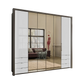 Wiemann Kansas Large 6 Door Havana Glass Wardrobe with Mirror & LED Light 
