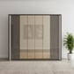 Wiemann Kansas Large 6 Door Havana Glass Wardrobe with Mirror & LED Light