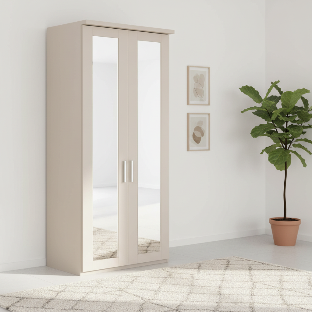 Shop the Wiemann Kempton 100cm 2 door Champagne wardrobe with Mirror 