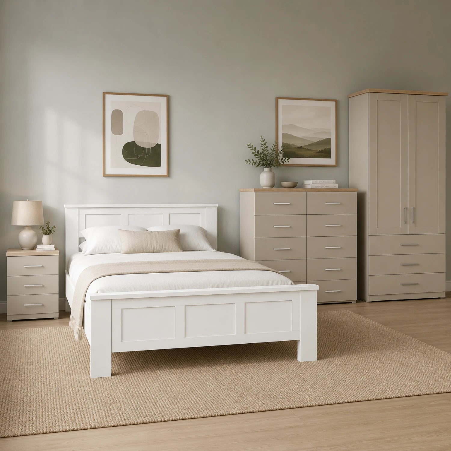 Kempton Wardrobe and Bedroom Furniture Set in Champagne