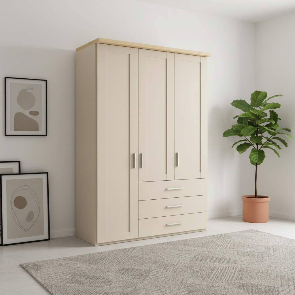 Wiemann Kempton 150cm 3 door wardrobe with drawers