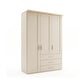 Shaker style Wiemann Kempton 150cm 3 door wardrobe with drawers in Champagne and Nordic Oak Cornice
