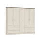Wiemann Kempton Champagne 250cm large 5 Door wardrobe with 6 drawers and Oak Cornice