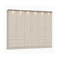 Wiemann Kempton Champagne 300cm large 6 Door wardrobe with 6 drawers and Oak LED Light Cornice