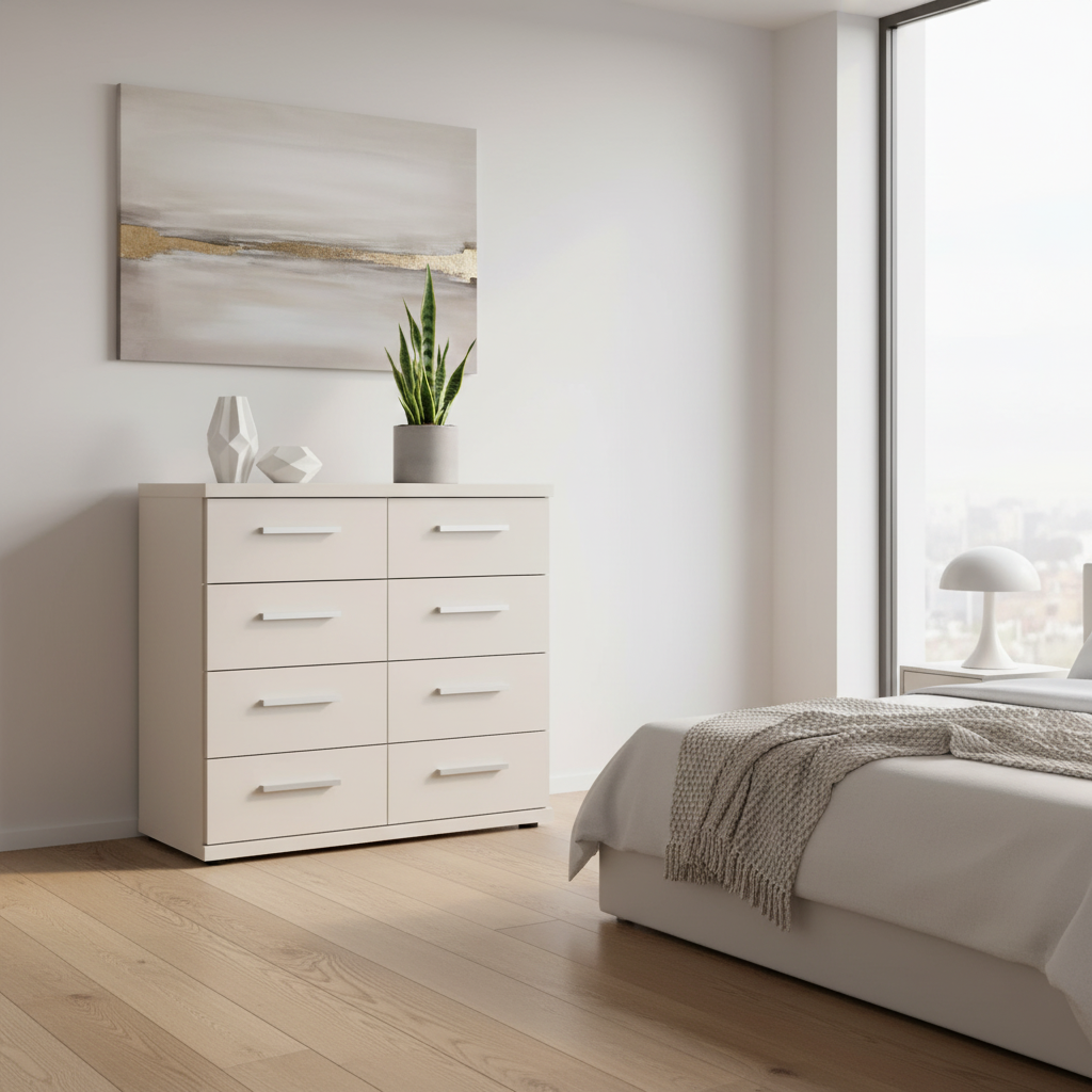 Wiemann Kempton Champagne Large Twin chest of drawers with eight spacious storage drawers