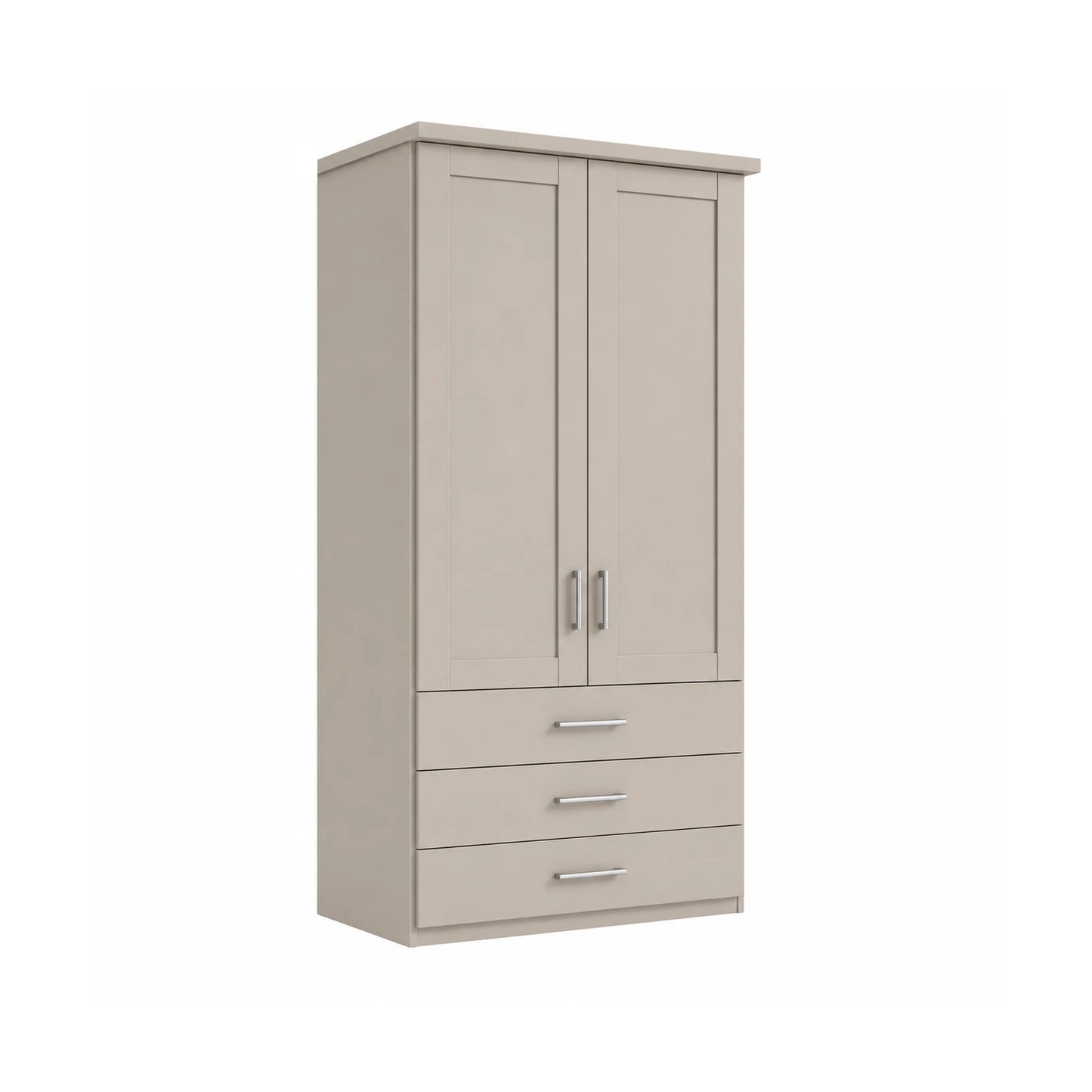 Wiemann Kempton 100cm wardrobe with drawers in Pebble Grey Colour with  Cornice and Mirror on Left Door