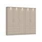 Wiemann Kempton Champagne 250cm large 5 Door wardrobe with 6 drawers and LED Light Cornice