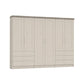 Wiemann Kempton Champagne 300cm large 6 Door wardrobe with 6 drawers and Oak Cornice