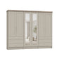 Wiemann Kempton Pebble Grey 300cm large 6 Door wardrobe with 6 drawers, Cornice and Mirror