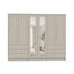 Wiemann Kempton Champagne 300cm large 6 Door wardrobe with 6 drawers, Mirror  and  Cornice