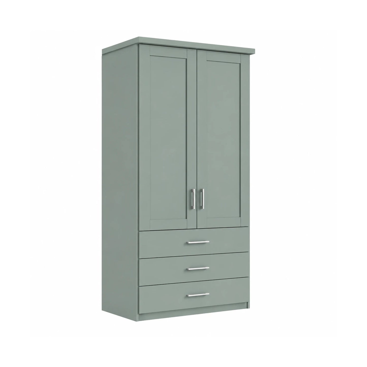Wiemann Kempton 100cm wardrobe with drawers in Sage Green Colour with  Cornice 