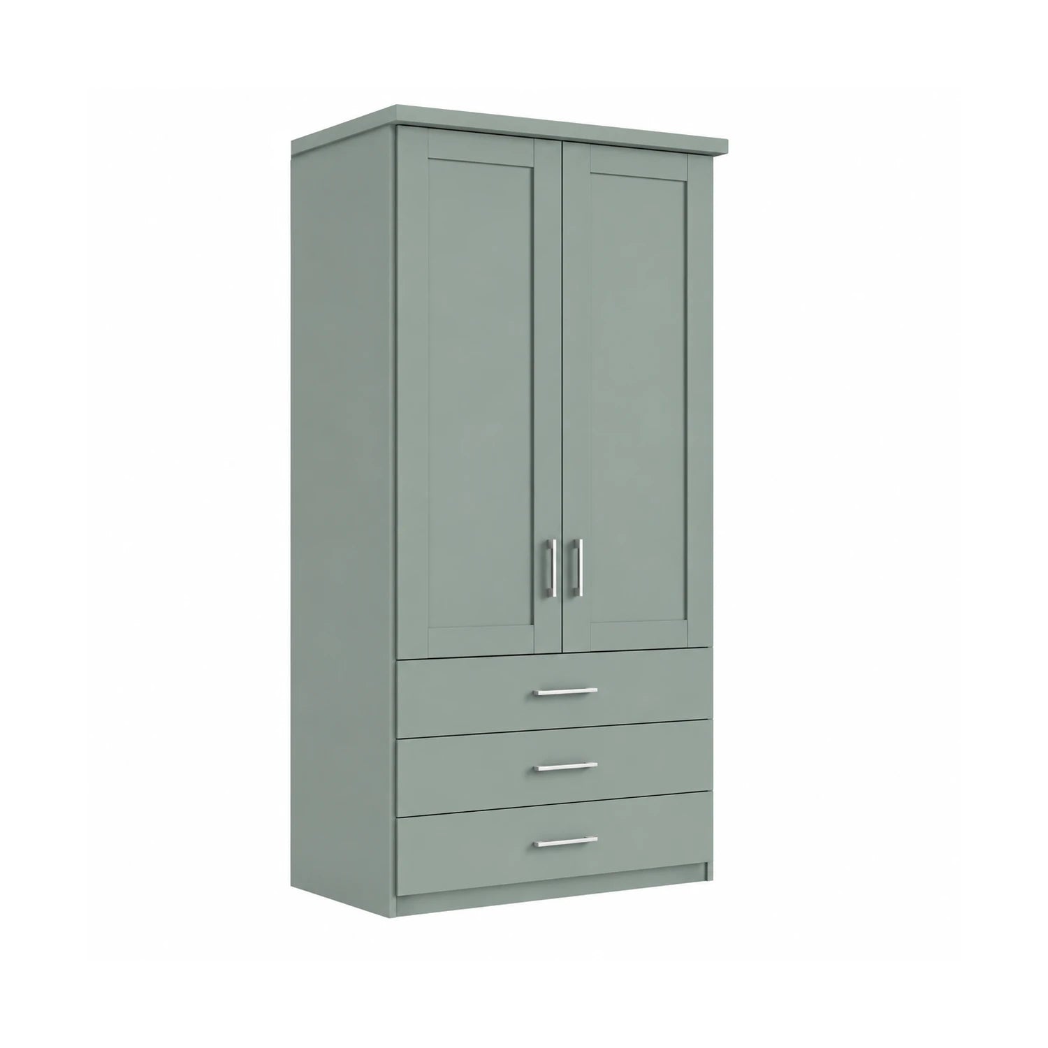 Wiemann Kempton 100cm wardrobe with drawers in Sage Green Colour with  Cornice 