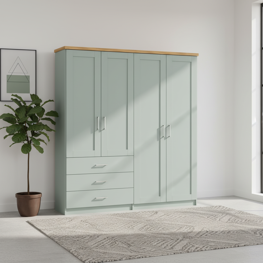 Wiemann Kempton 200cm 4 Door Wardrobe with Drawers
