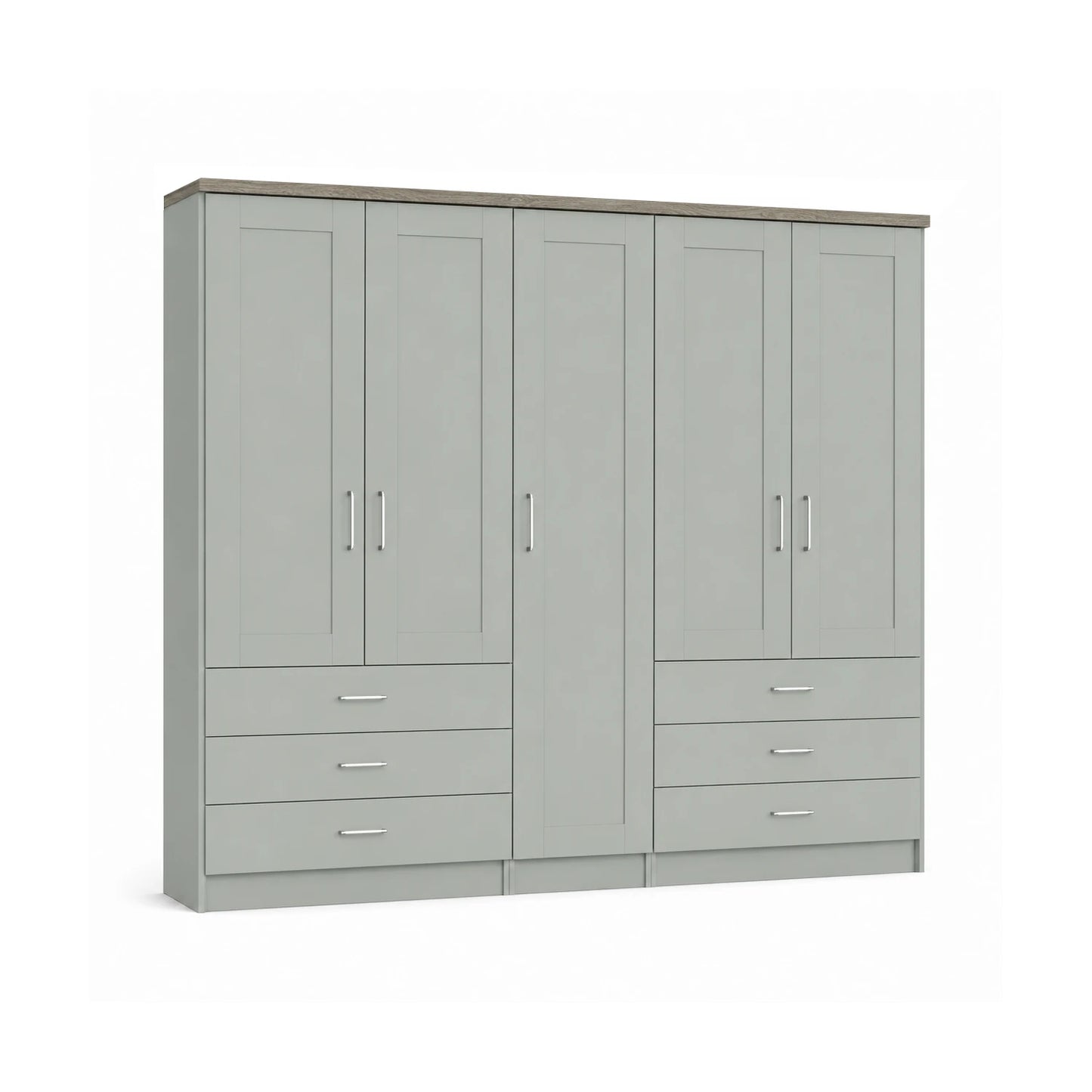 Cottage Style Wiemann Kempton Sage Green large 5 Door wardrobe with Drawers and Cornice