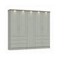 Wiemann Kempton Sage Green 250cm large 5 Door wardrobe with 6 drawers and LED light Oak Cornice