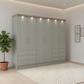 Wiemann Kempton Sage Green 300cm large wardrobe with 6 drawers and Cornice with Lights free assembly and German quality.