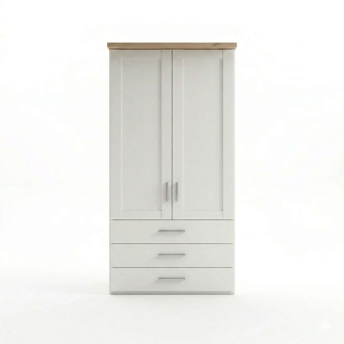 Wiemann Kempton 100cm wardrobe with drawers in White Colour with oak  Cornice