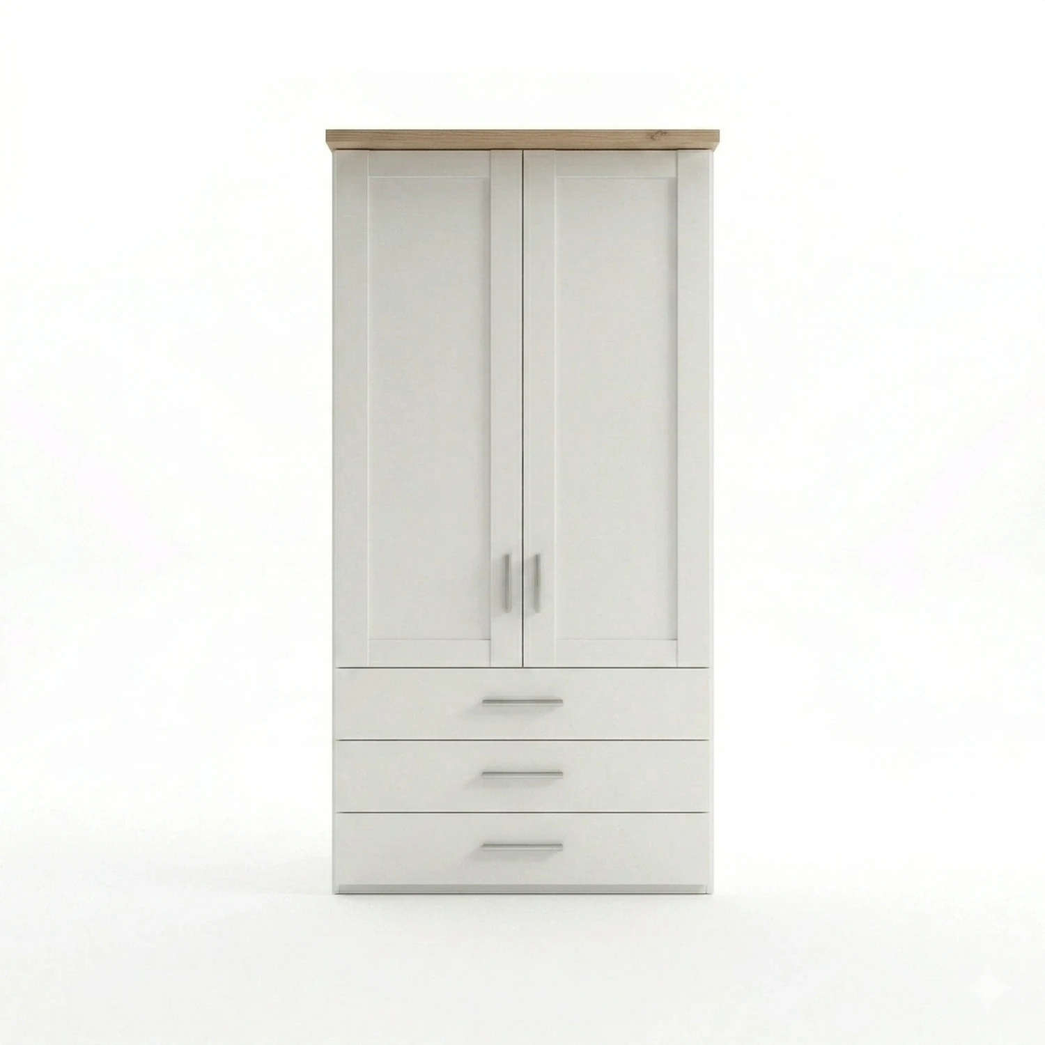 Wiemann Kempton 100cm wardrobe with drawers in White Colour with oak  Cornice