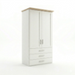 Wiemann Kempton 100cm wardrobe with drawers in White Colour with oak  Cornice