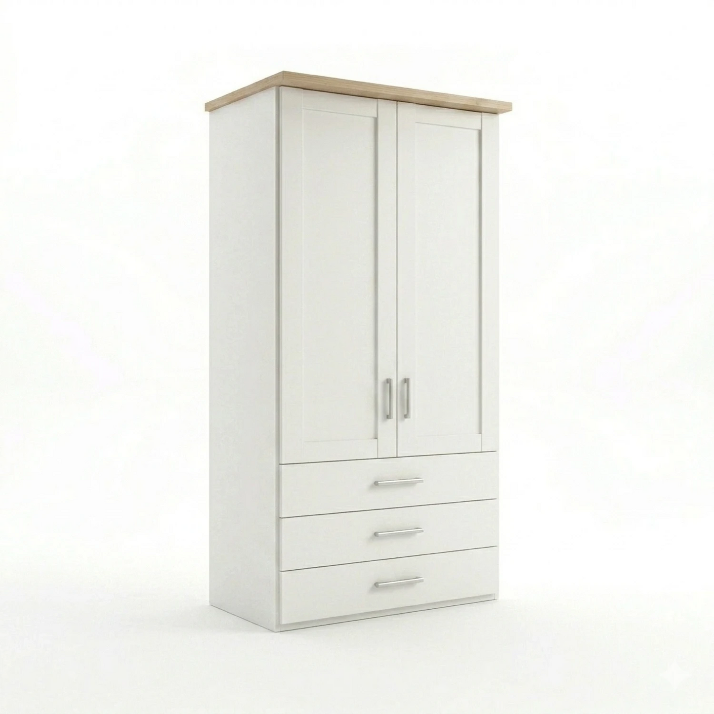 Wiemann Kempton 100cm wardrobe with drawers in White Colour with oak  Cornice