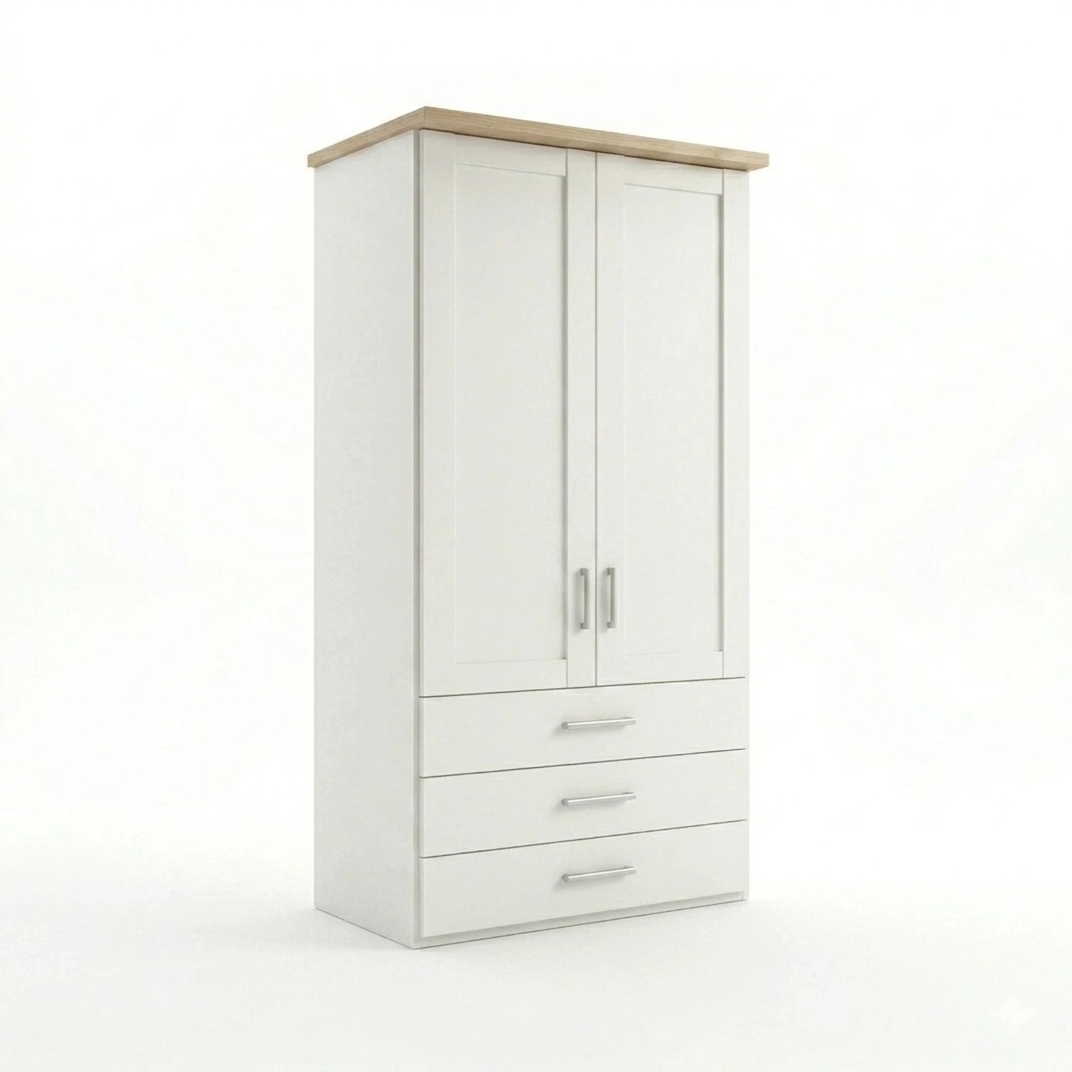 Wiemann Kempton 100cm wardrobe with drawers in White Colour with oak  Cornice