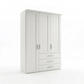 Shaker style Wiemann Kempton White 150cm 3 door wardrobe with drawers and  Cornice
