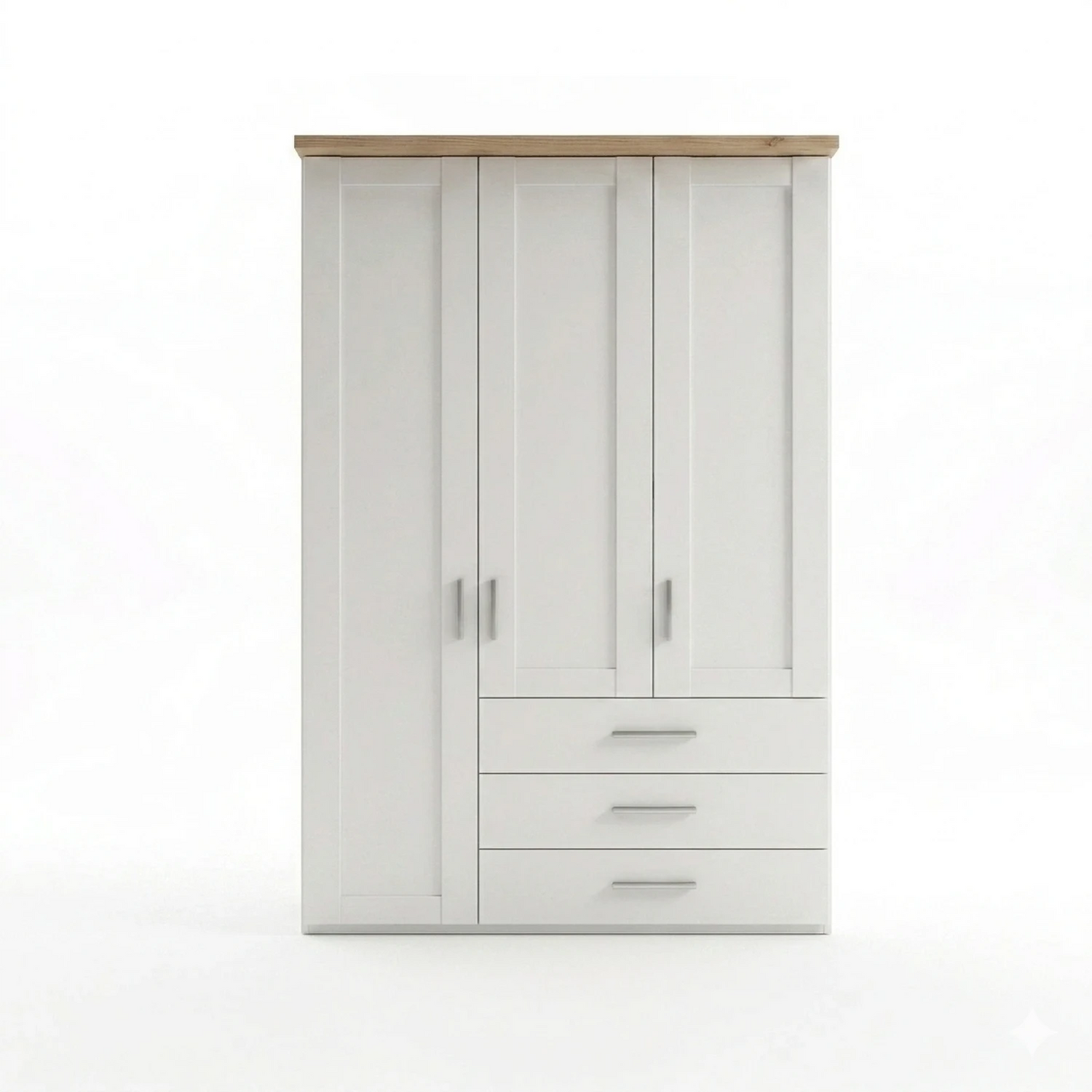 German-made 3 door wardrobe with Nordic Oak cornice