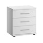White three-drawer nightstand on a white background by Wiemann