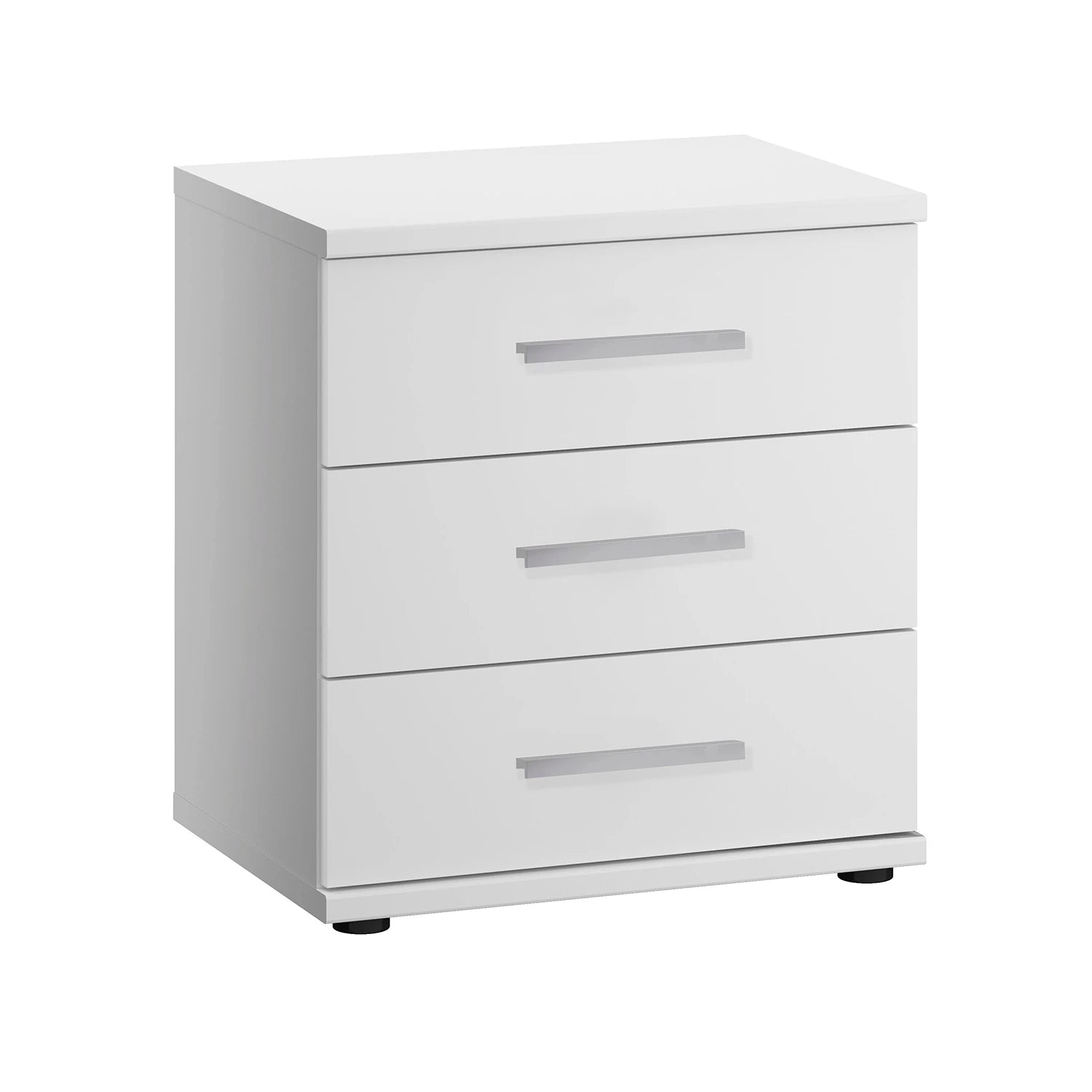 White three-drawer nightstand on a white background by Wiemann