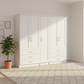 Wiemann Kempton White 250cm large 5 Door wardrobe with 6 drawers 