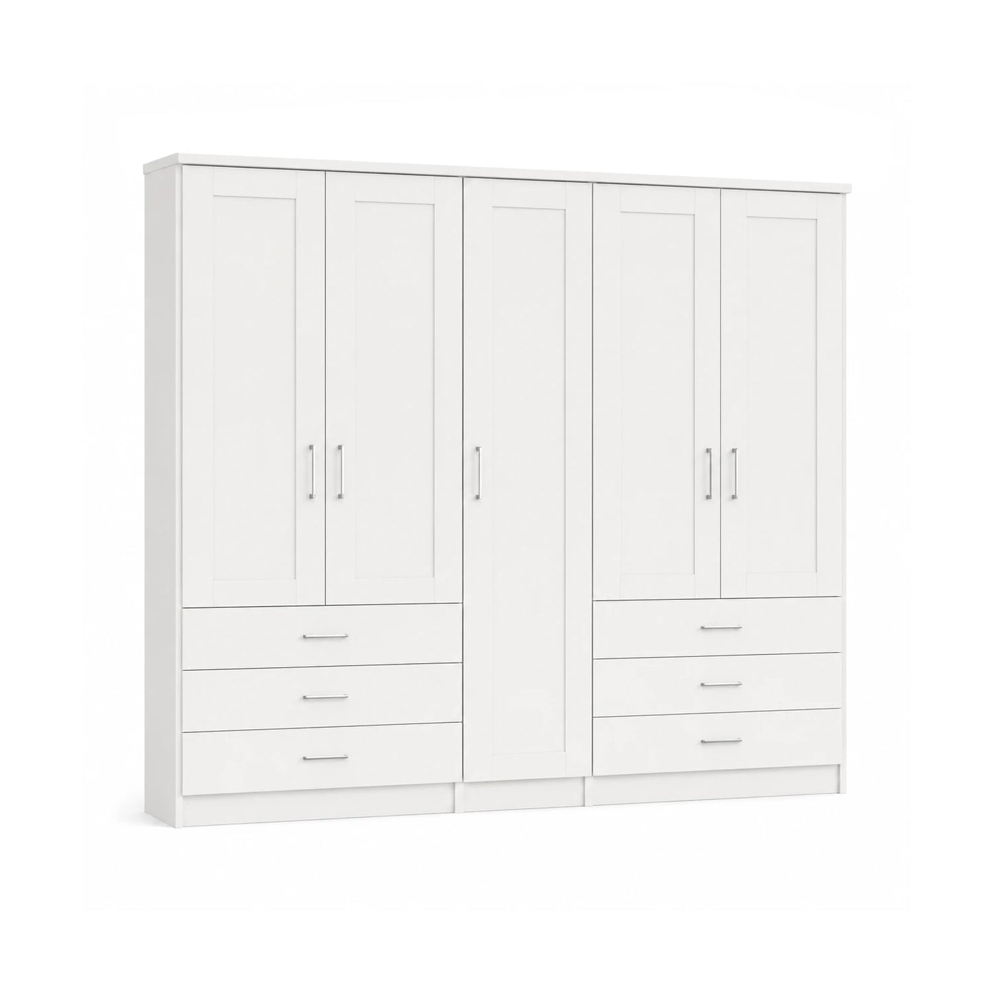 Cottage style Wiemann Kempton White large 5 Door wardrobe with Drawers and Cornice