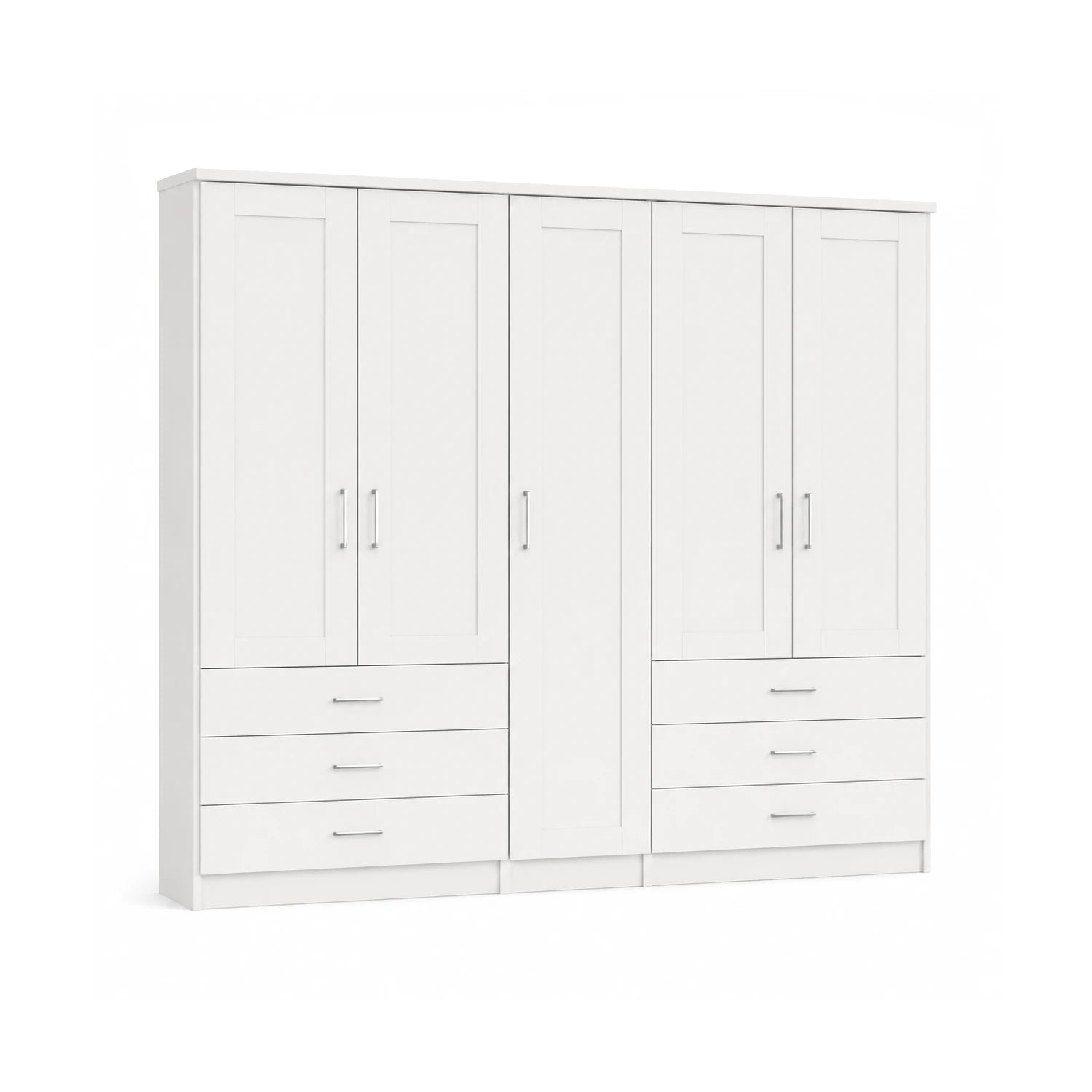 Cottage style Wiemann Kempton White large 5 Door wardrobe with Drawers and Cornice