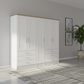 Wiemann Kempton White 250cm large 5 Door wardrobe with 6 drawers and Oak Cornice